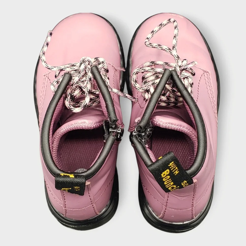 Dr Martens Junior 1460 Toddler Girls Sz 10 Lace Up Combat Boots Pink Black - Picture 3 of 11